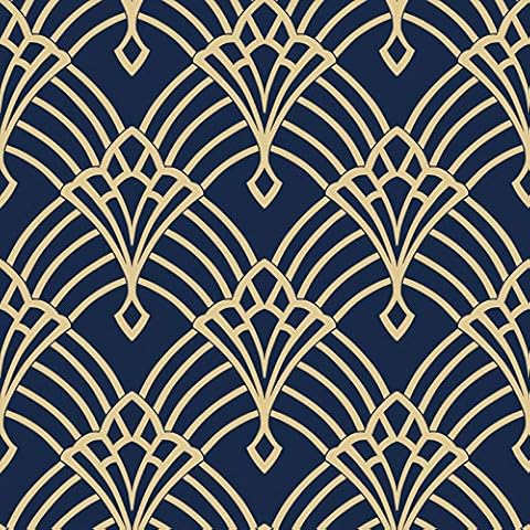 Waldorf Deco Wallpaper in Navy and Gold Cover