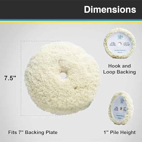 Miniatura 3 de Lake Country Manufacturing Almohadilla de corte de lana 100% torcida de 4 capas, gancho y bucle de lana que se adapta a la placa de respaldo,