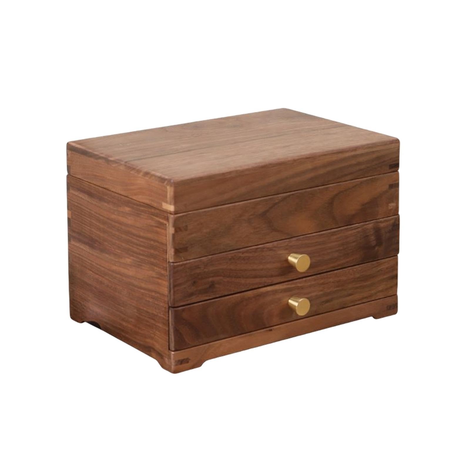 Boîte à bijoux en bois de noyer noir multi-couches pour colliers, clous, souvenirs, bibelots (D gris clair)