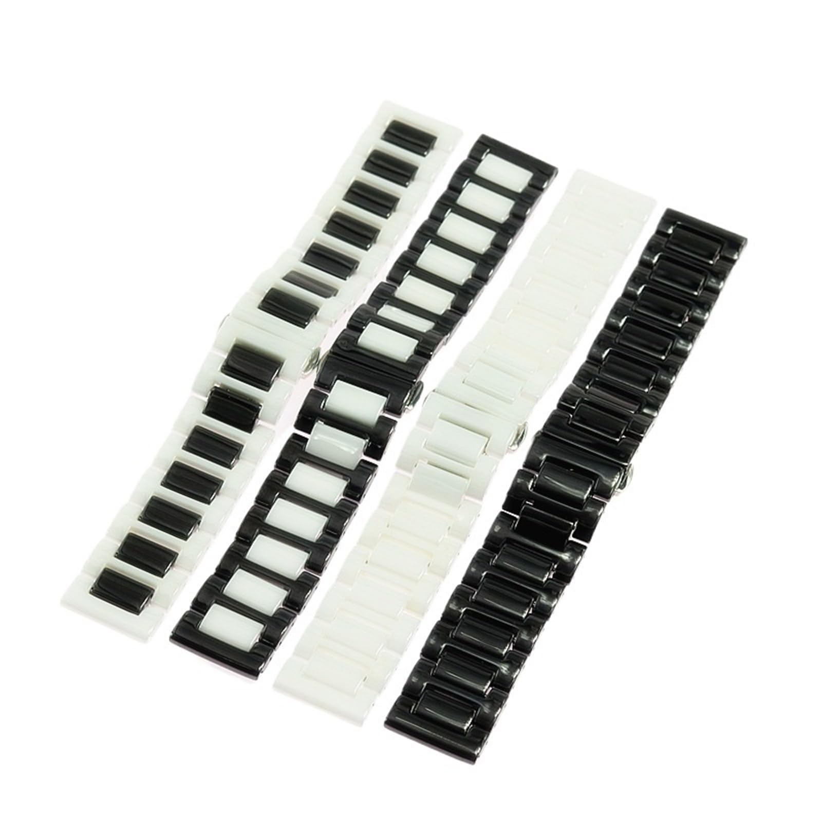 Bracelet de montre unisexe en céramique avec boucle en acier inoxydable à dégagement rapide 20 mm (blanc, 20 mm)