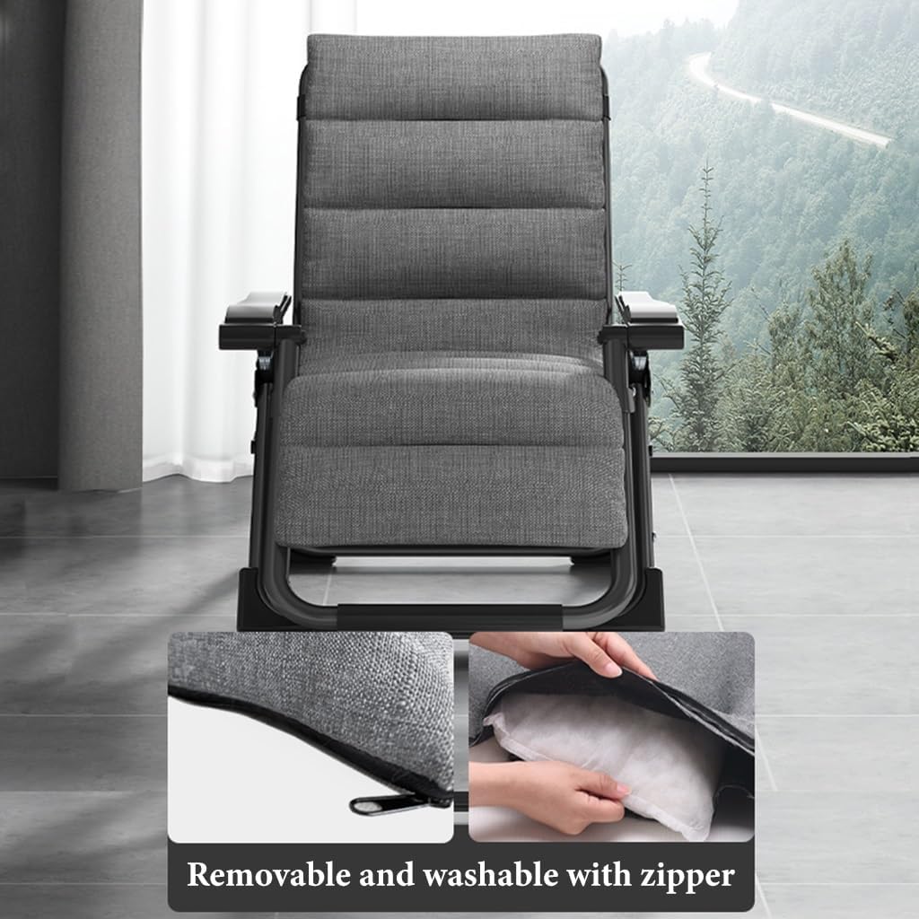 Zero Gravity Chairs Indoor Folding Reclining Chair Outdoor, Beach Chair Patio Lounge Chair With Cushion, Adjustable Backrest Deck Chairs Folding, For Family Gatherings, Barbecues ( Color : /Blue )