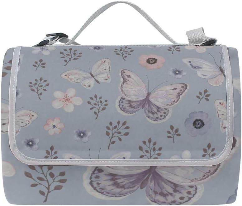 レジャーシート 美しい蝶と花 ピクニック 折りたたみ 撥水 アウトドア クッション マット コンパクト 花見 運動会 キャンプ 遠足