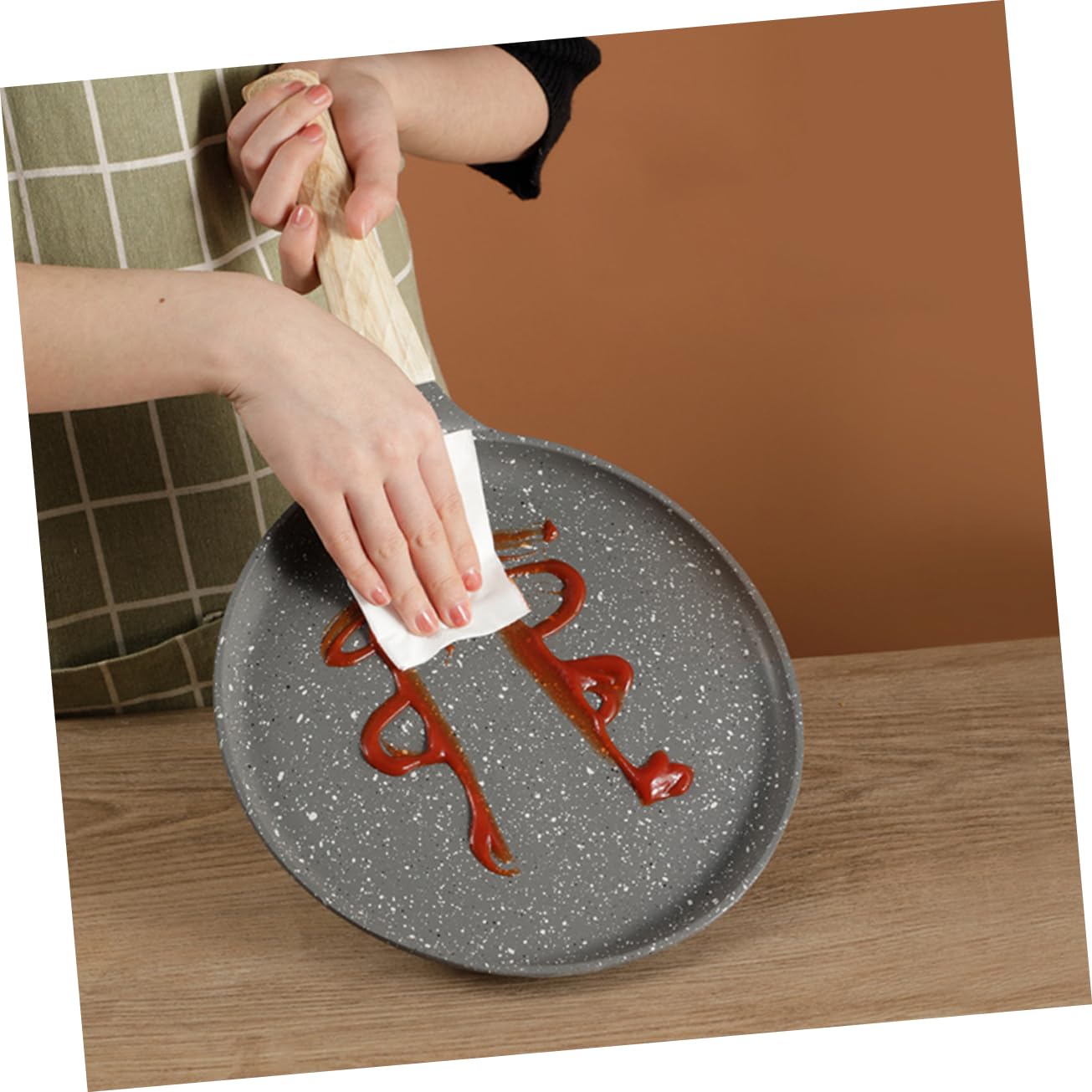 CIYODO Aluminum Non-stick Frying Pan Egg Pan Crepe Tortilla Cooking Sturdy Handle Easy Clean Portable