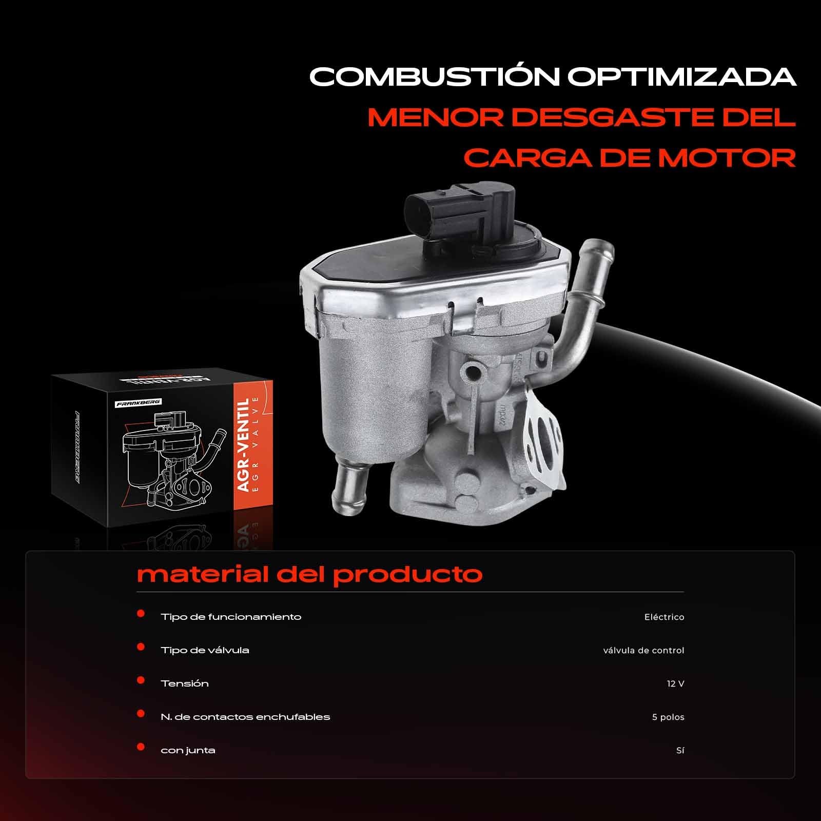 Frankberg Válvula EGR de 5 Polos 8C1Q9D475AA | Compatible con: Plataforma/chasis Transit FF FM FN, Tránsito Tourneo, Caja de tránsito FA