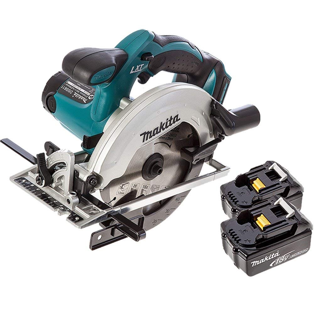 Makita Dss611z 18V Lxt Li-Ion Circular Saw 165Mm With 2 X Bl1850 5Ah Batteries