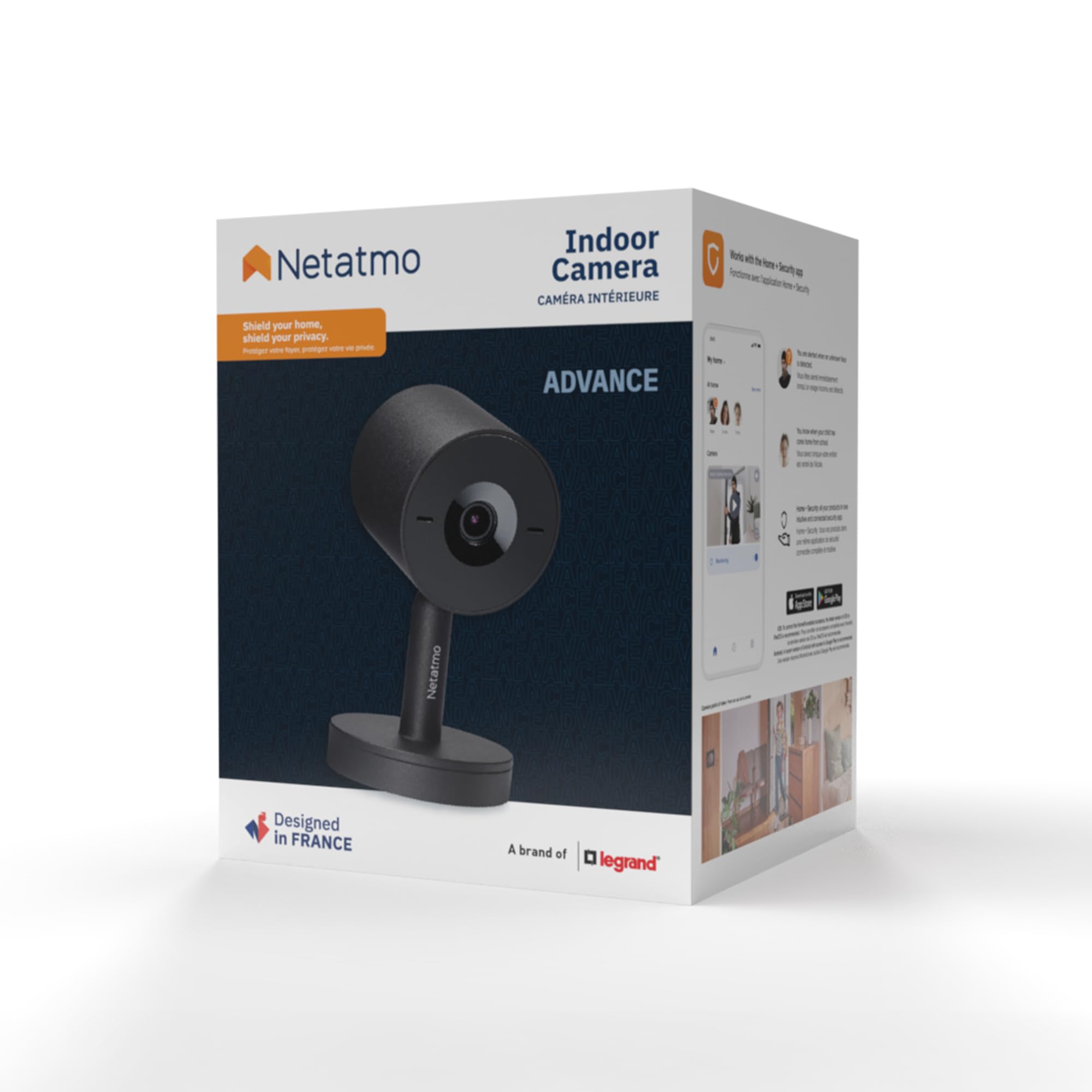 Netatmo Smarte Innenkamera Advance, KI-Optimierte Gesichtserkennung, 2-Wege-Audio, 130° Weitwinkelansicht, 2K HDR, 30 fps, Zoom X16, 2X SD-Karten - Schwarz