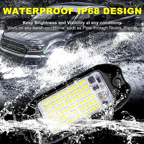 Nicoko NI-PURE WHITE ROCK LIGHT 4Pods Pure White 72 Leds Smd Chips 72W High Power Rock Lights Super Bright White Offroad Car Boat Underglow Lights Ip68 Waterproof thumb #3