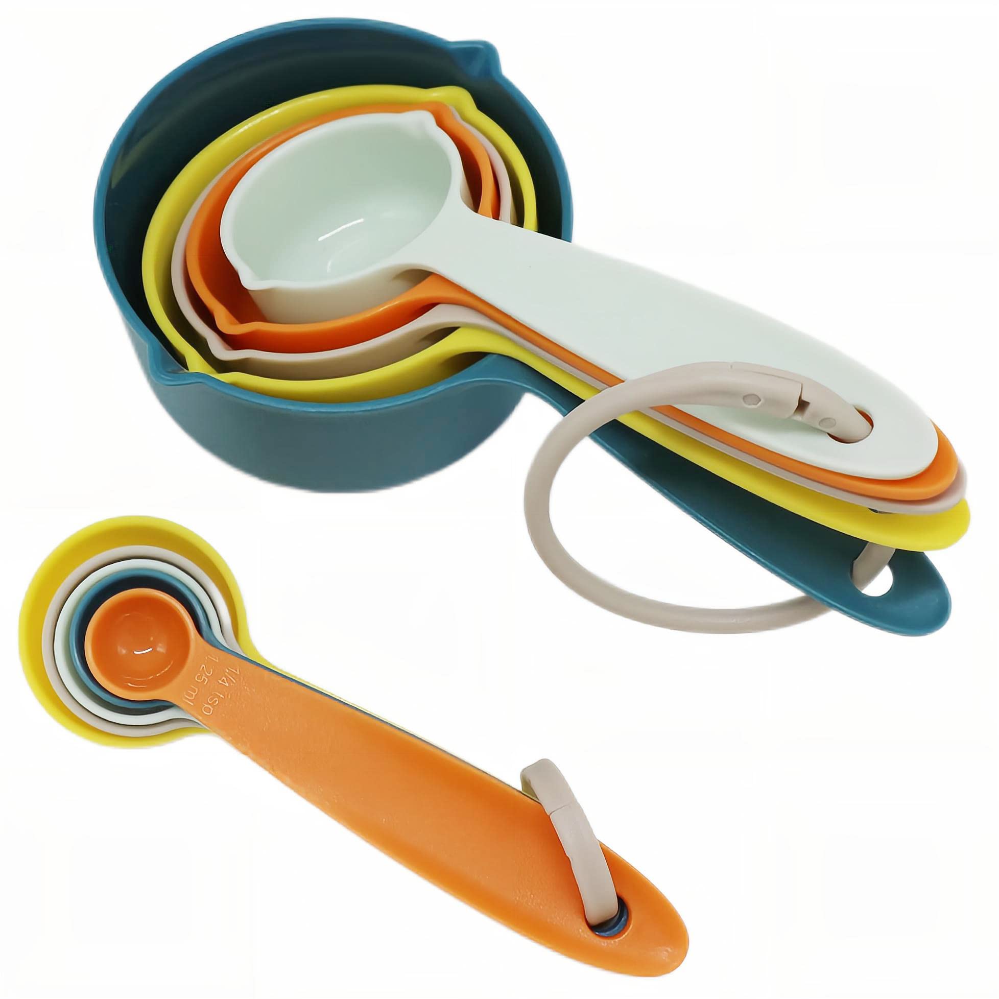 Smithcraf 12-Piece Measuring Cups & Spoons Set – Colorful Plastic, Metric & US Sizes For Baking