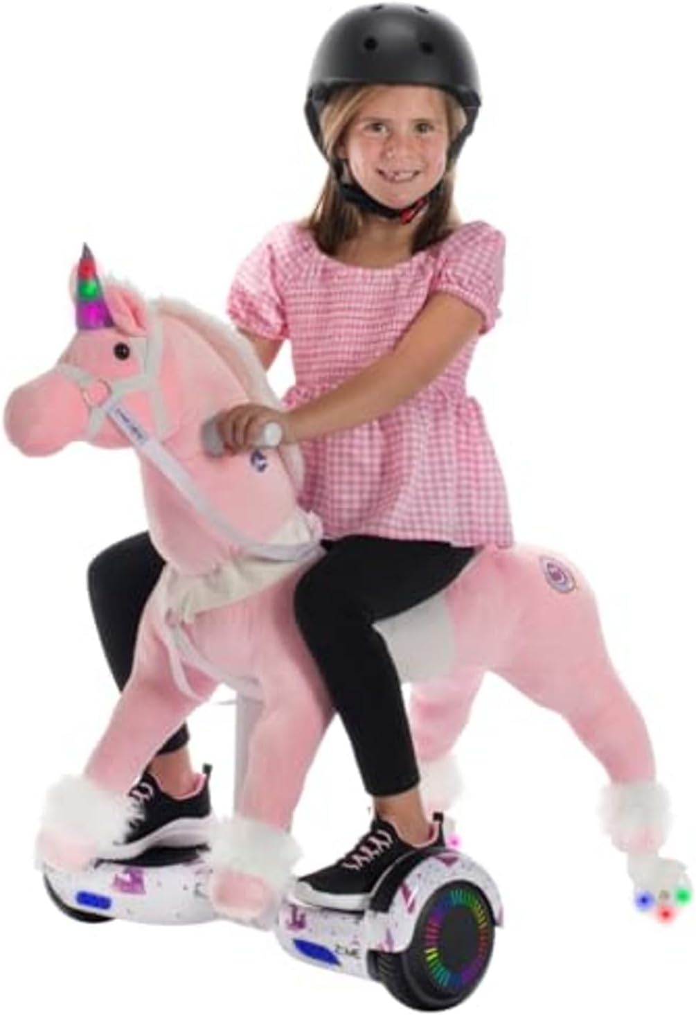 Power Pony Hoverboard Powered Riding Unicorn (Grace-Pink) | Soft Plush Wheeled Ride-On Toy for Kids Age 4+