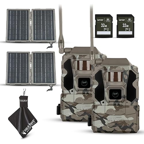 TACTACAM Reveal Ultra Cellular Trail Camera – 4K Photo, 1080P Video, Live Streaming, GPS, Low-Glow/No-Glow Flash, LTE – Includes Folding Solar Panel, Cleaning Cloth, & 32GB SD Cards