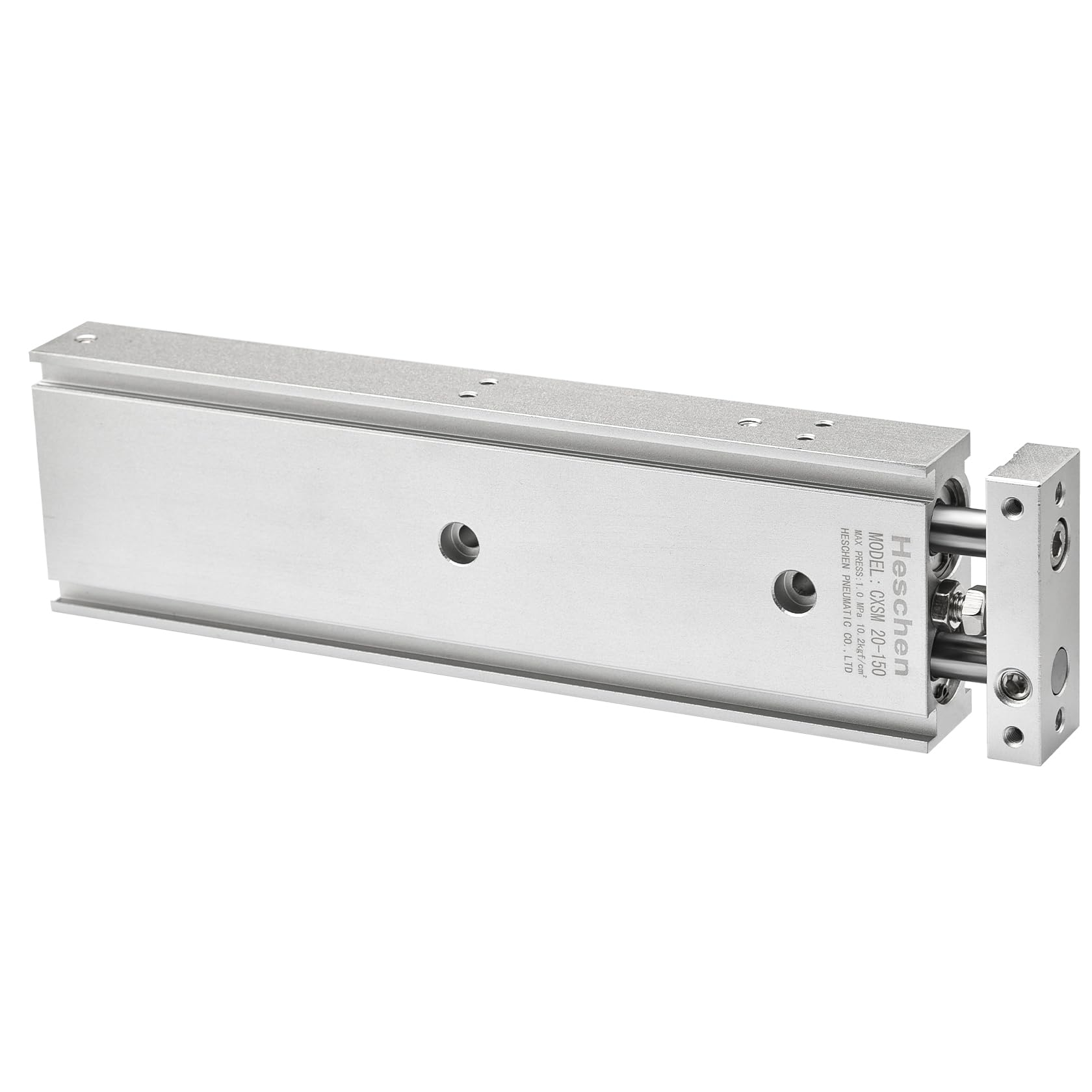 Heschen Doppio cilindro pneumatico in alluminio CXSM 20-150 Piastra di guida Doppia asta Cuscinetto scorrevole pneumatico ammortizzato Foro 20 mm Corsa 150 mm Doppio effetto