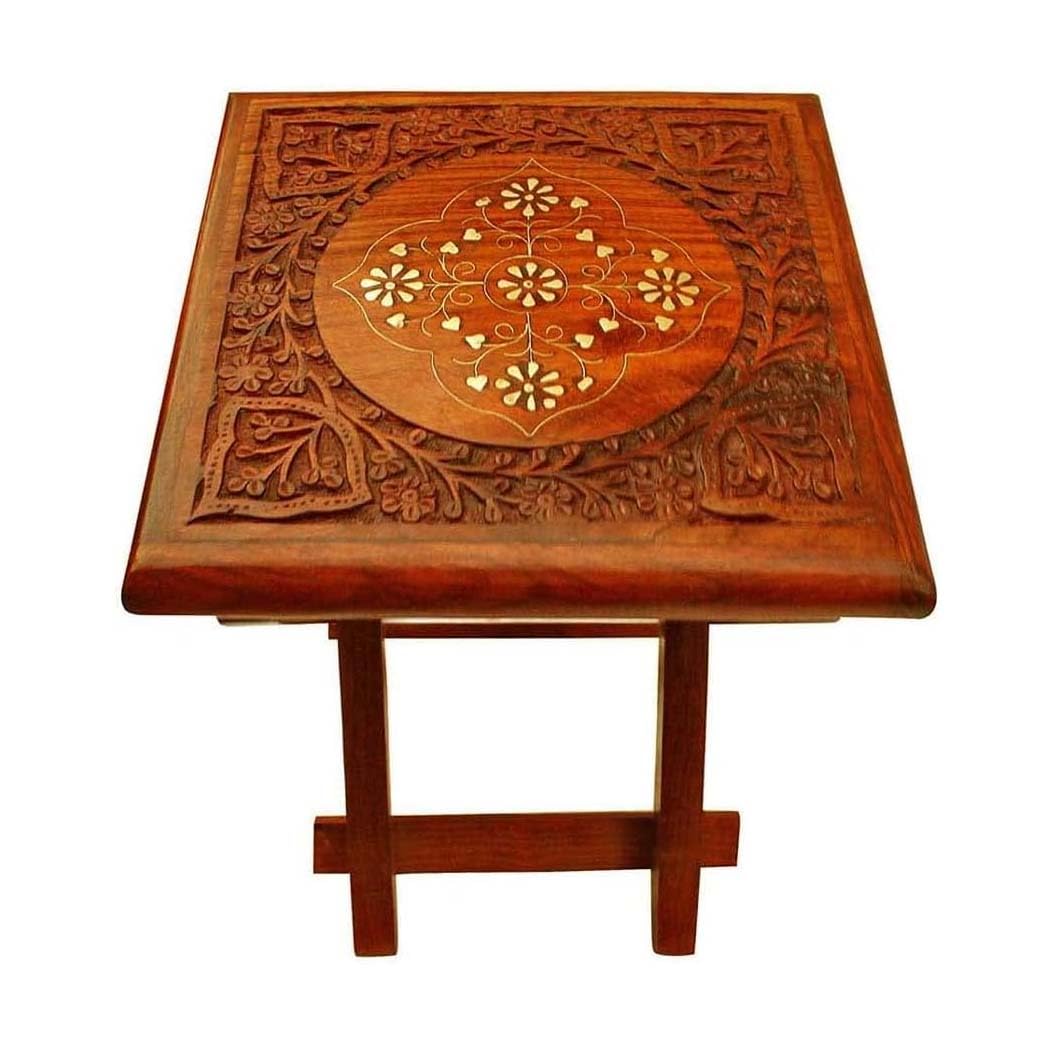 ZYNTIX Wooden Stool, 9 Inch - Versatile Home Decoration Items for Living Room, Ideal as Bed Side Tables for Bed Room, Elegant and Durable Design, Ideal for Modern Interiors 1