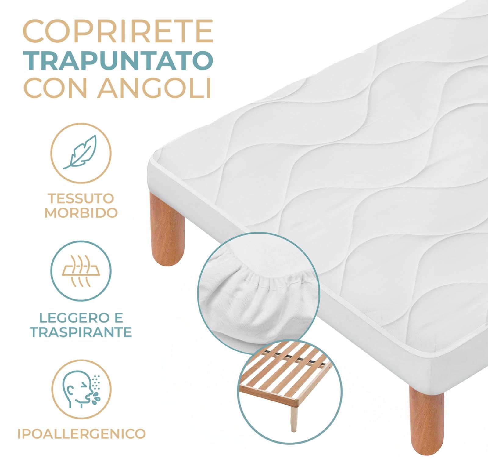 PARAMAISON Coprirete Matrimoniale 160x190, Copridoghe Imbottito con Fascia Perimetrale, Trapuntato Lavabile | Bianco