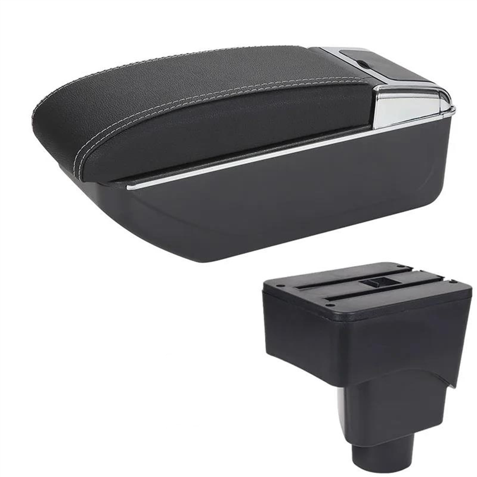 NOHEEU Car Armrest Box Interior Details Retrofit Accessories Center Storage Console For EcoSport 2013-2018(D3 Black white No USB)