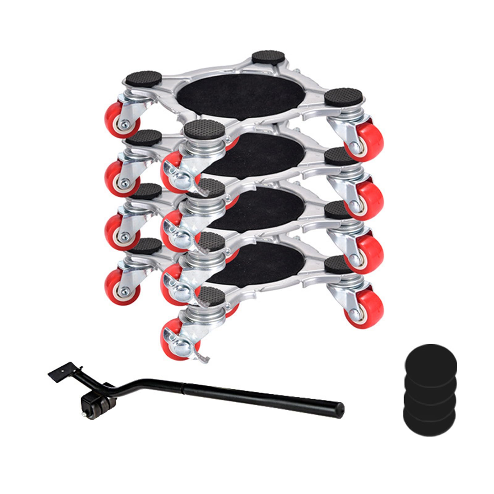 Set di Ruote piroettanti a 360° per mobili, Resistenti e con Freno, Strumento di Sollevamento Professionale per spostare Facilmente i mobili (Modello Piccolo a 4 Gambe)