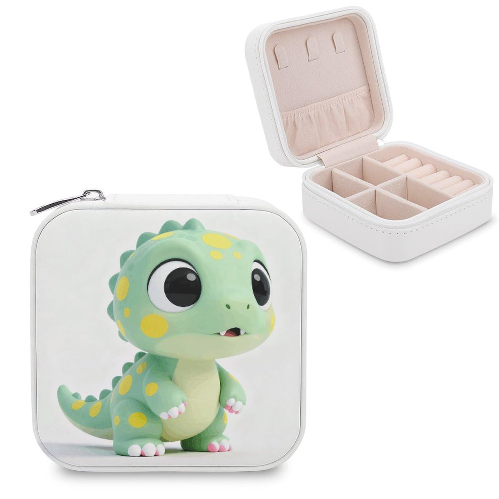 LZQPOEAS Cute Dinosaur Jewelry Box, PU Patterned Storage Case, Portable Travel Jewelry Organizer Box for Storing Rings, Pendants, Earrings, Necklaces, And Women's Specialized