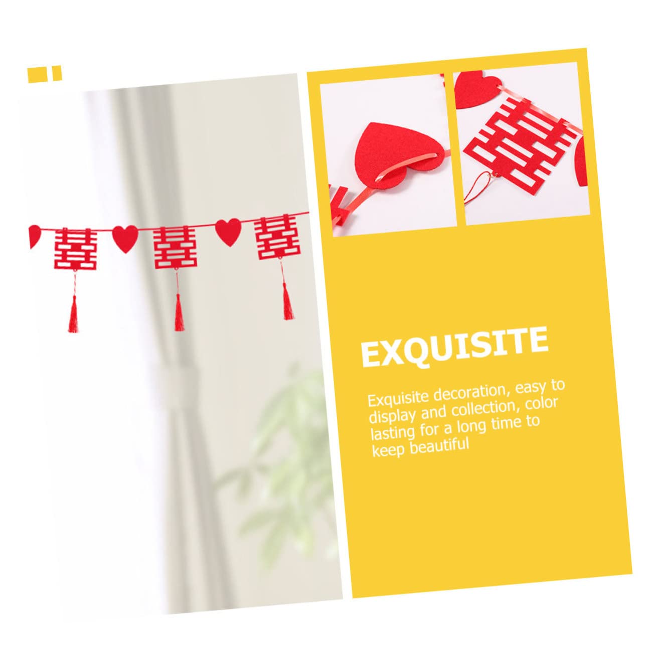 Abaodam 10juegos Decoración De Pared para Bodas De Adornos Forma De Carácter XI Decoraciones para Salones y Habitaciones De Boda Brillante para Celebraciones Chinas y Nuevas Casas