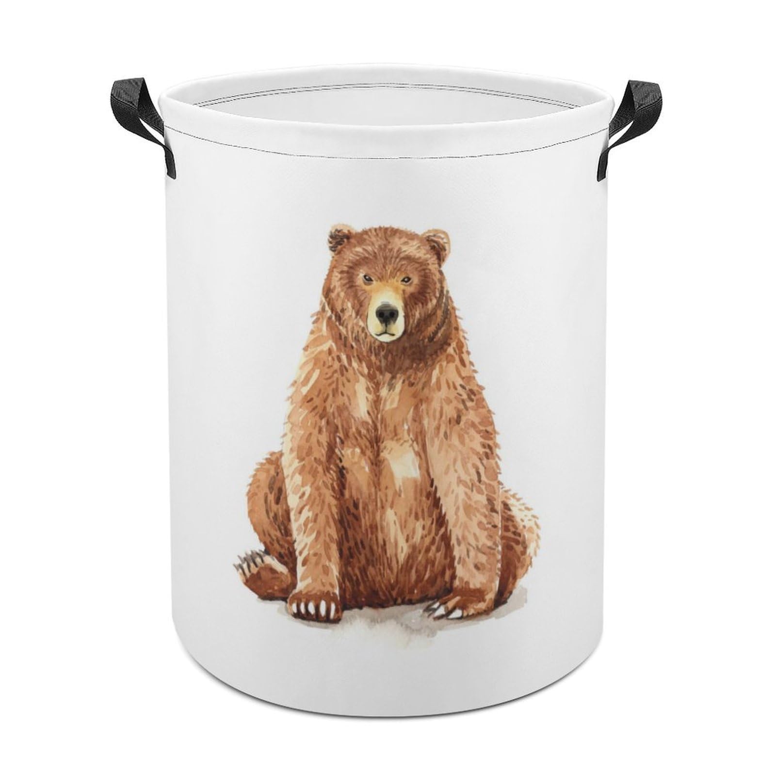 MHYRAC Laundry Hamper, Brown Bear Laundry Basket, Washing Basket with Handle