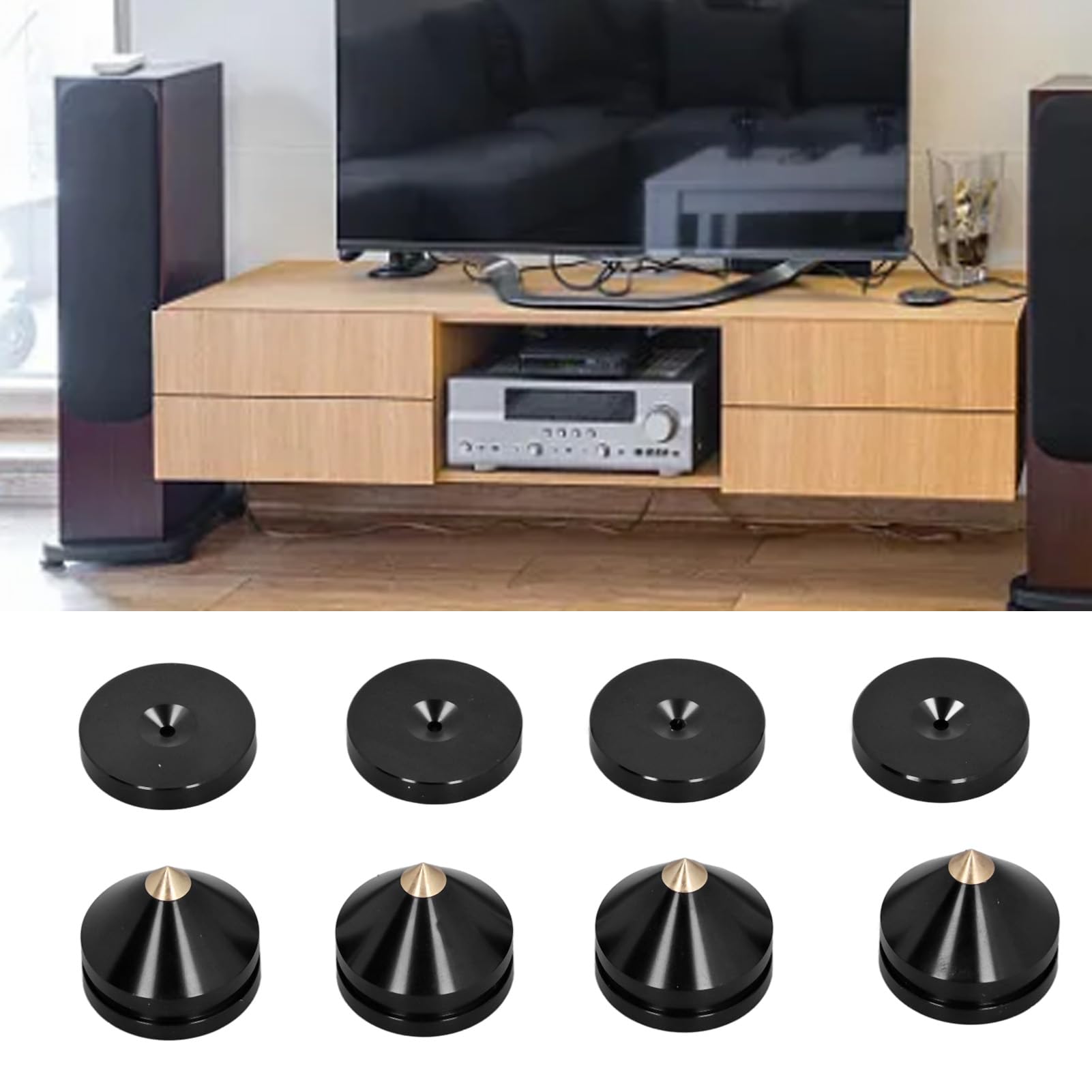 Speaker Isolation Feet, Speaker Feet Floor Protector Metal Speaker Isolation Stand Feet Pad 4 Set Speaker Spikes Speaker Isolation Pads for Home