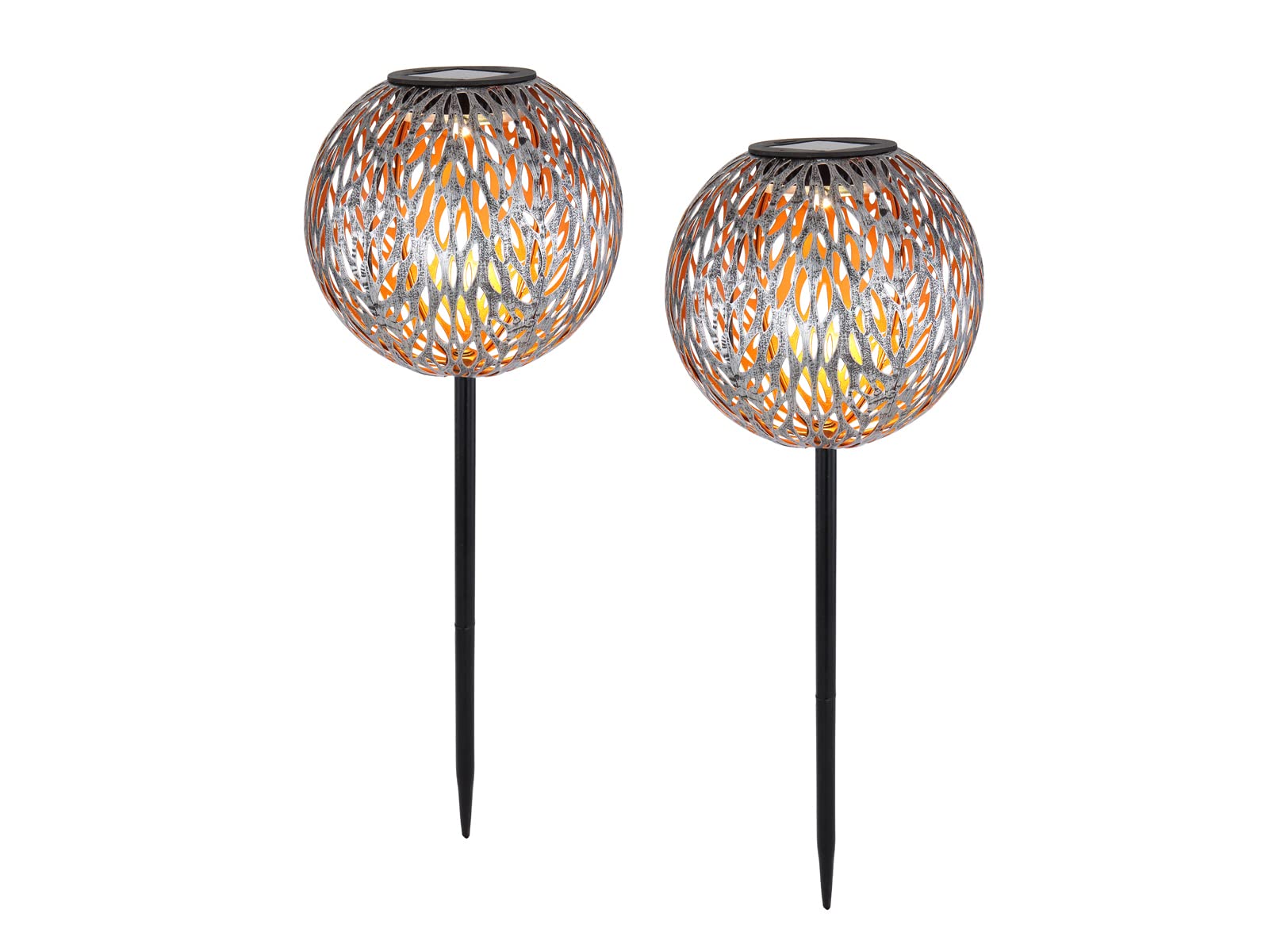 meineWunschleuchte Bolas solares LED de metal en juego de 2 – Ø 18 cm – Efectivo juego de luz a través de adornos