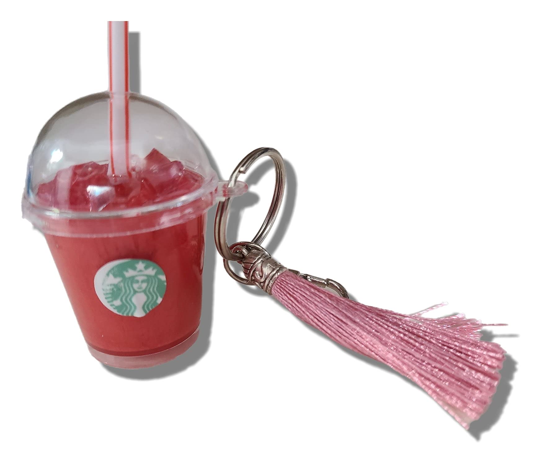 Custombows4UKey Ring Chain, Backpack Bow Realistic resin Red slushy drink mini coffee