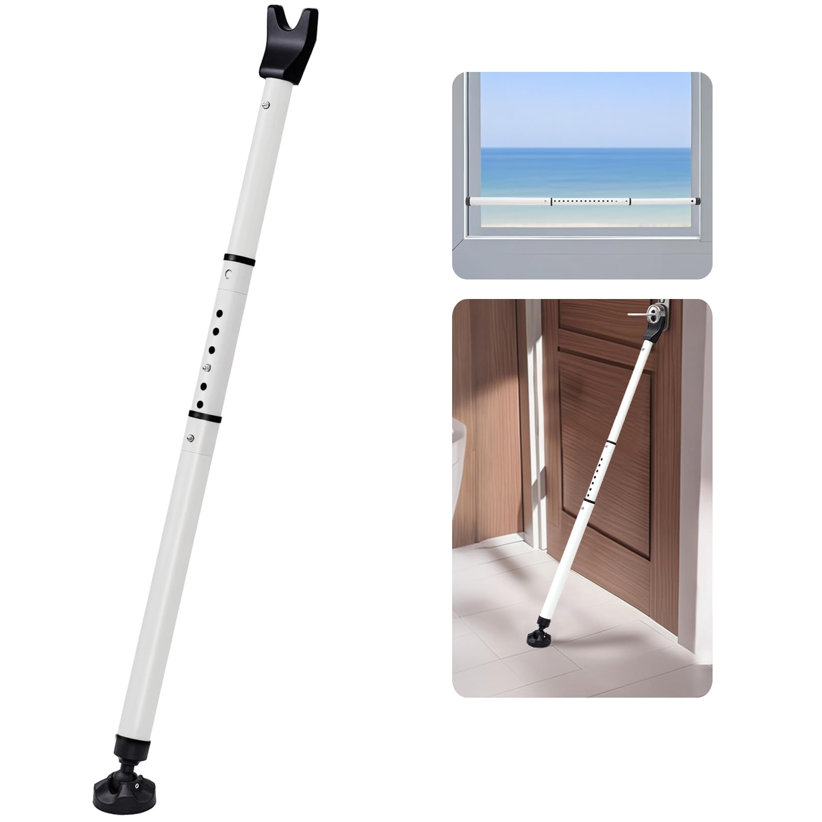 Barre de Sécurité pour Portes Coulissantes, Bloque-Porte de Sécurité Réglable pour Maison & Voyage, Securite Porte d'entrée avec Base Anti-Dérapante, Protection Anti-effraction (58-120)
