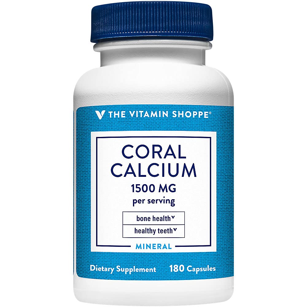 The Vitamin Shoppe Coral Calcium 1,500MG - Eco Safe Source of Calcium, Magnesium & Trace Minerals to Support Healthy Bones and Teeth (180 Capsules)
