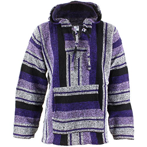 Siesta Mexicano Baja Jerga con Capucha Hippie Jersey - Lavanda - algodón, Lavanda, 50% algodón 50% de acrílico Washing, Mujer, Medium