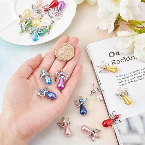 Miniatura 9 de SUNNYCLUE 1 caja de 60 cuentas de ángel con cuentas de ángel guardián, alas de cristal facetado para hacer joyas, regalo de fiesta, bricolaje,