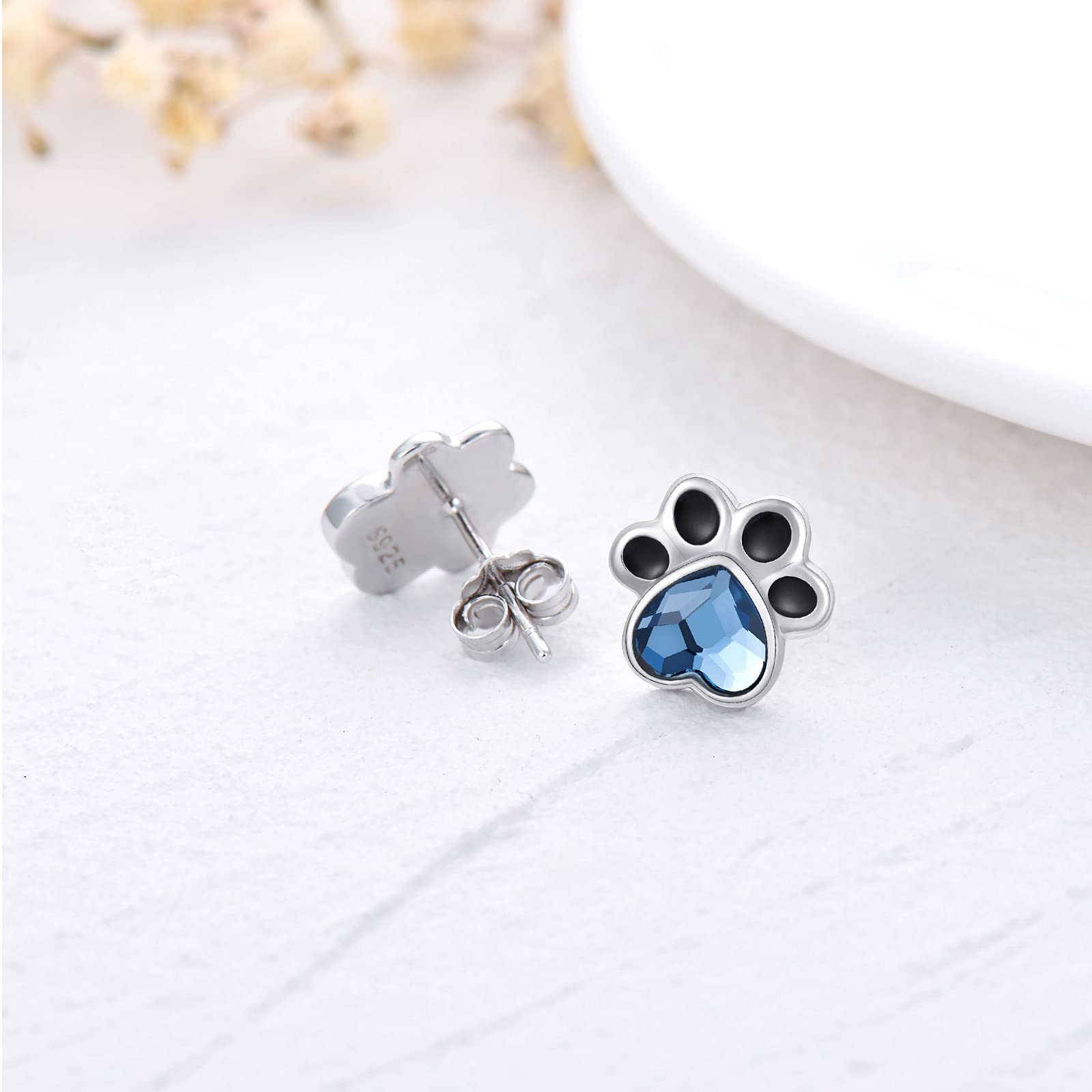 Pfoten Ohrstecker 925 Sterling Silber Hundepfote Ohrstecker Paw Print Ohrringe Tier Ohrringe Hypoallergene Geschenk Weihnachten Geburtstag Schmuck für Damen Mädchen