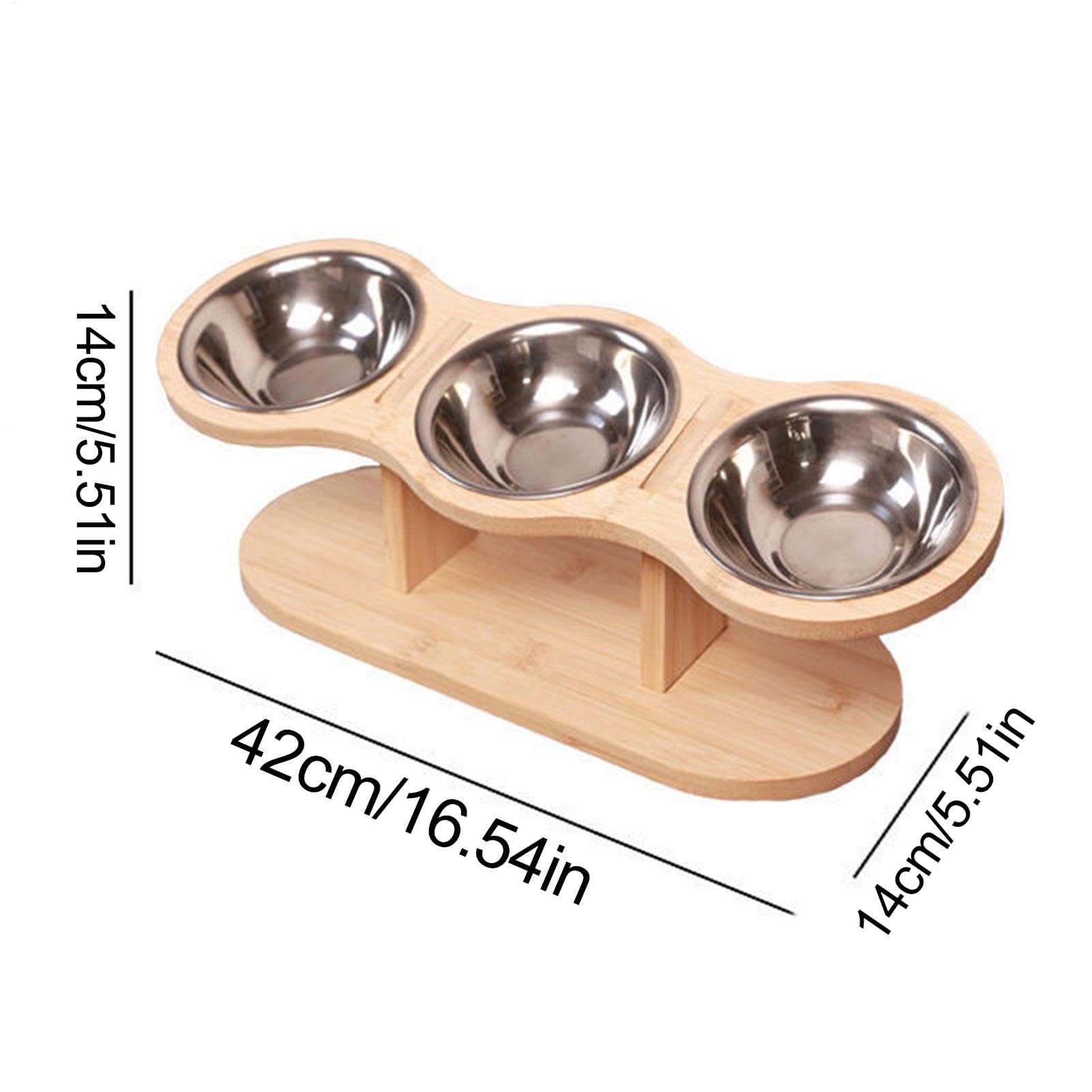 Comederos Elevados Para Gatos Con 3 Cuencos De Acero Inoxidable Soporte de | Cuencos Elevados Para Comida Montaje Fácil, Soporte De Madera