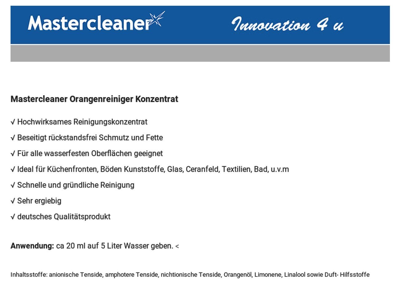 Orangenreiniger Konzentrat natürliche Reinigungskraft für Ihr Zuhause und darüber hinaus.