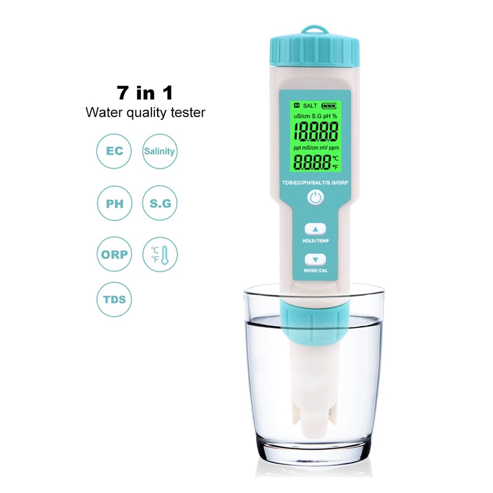 Miernik Zasolenia 7 W 1 PH TDS EC ORP SG TEMP Tester Jakości Wody IP67 Monitor Basenu Instrument Do Analizy Akwarium Szybkie I DokłAdne Wykrywanie