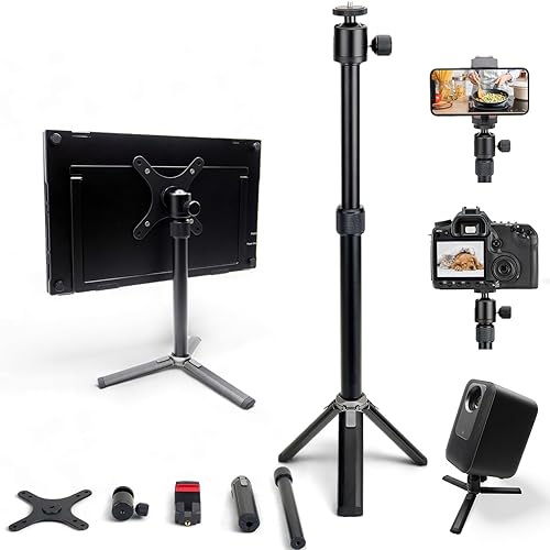 Kado Trípode de soporte de monitor portátil de metal, 3.937x3.937 in 2.953x2.953 in, placa de soporte adaptadora de montaje en paredbrazo, cabeza de