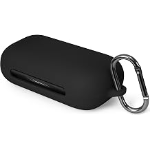 Geiomoo Silicone Cover for Anker Soundcore AeroFit 2 Pro Case, Soft Protective Scratch Flexible Resistant with Carabiner Black