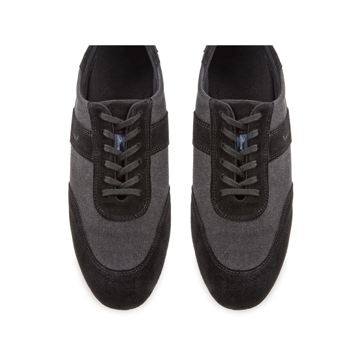 Diamant Herren Sneaker Tanzschuhe 192-025-637 - Veloursleder/Textil Schwarz/Grau - 2 cm Micro-Heel - Rauledersohle - Made in Germany