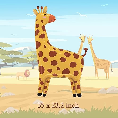 Miniatura 5 de 8 globos de selva de animales de safari grande, león, elefante, cebra, jirafa, globos de Mylar para safari, selva, zoológico, temática de