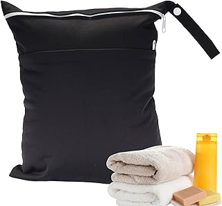 Saco molhado à prova d'água,Saco molhado e seco para mama | Saco molhado seco com bomba tira leite infantil saco roupas molhadas para lavável duplo zíper cor sólida Lafan