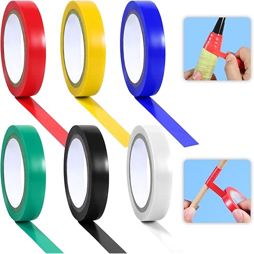 6 Rolls Drum Stick Tape Wrap, 0.4in x 10.9yd PVC Non-Slip Drumstick Grips Tape Wrap Badminton/Tennis Racket Tape Wrap in Assorted Colors Drumstick Accessories for Drummers (6 Colors)