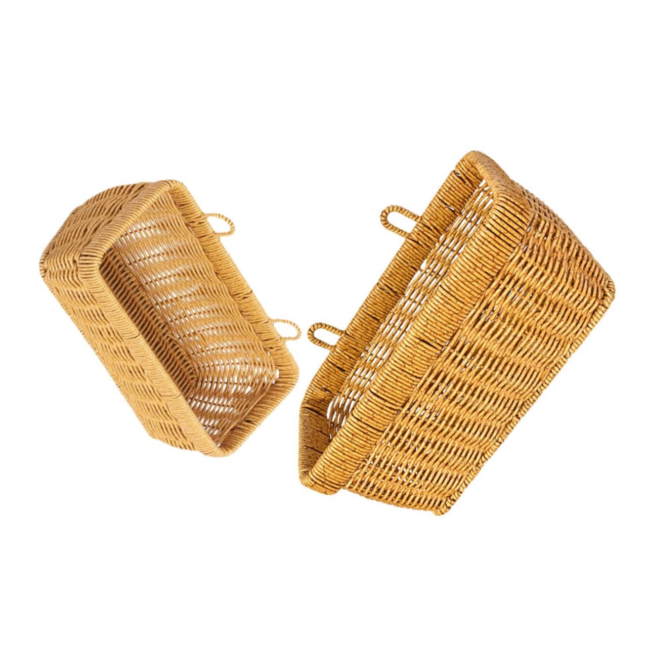Ipetboom 2pcs Woven Hanging Basket Versatile Faux Rattan Kitchen Wall Organizer for Fruits Vegetables and Eggs Space Saving Storage Elegant Design