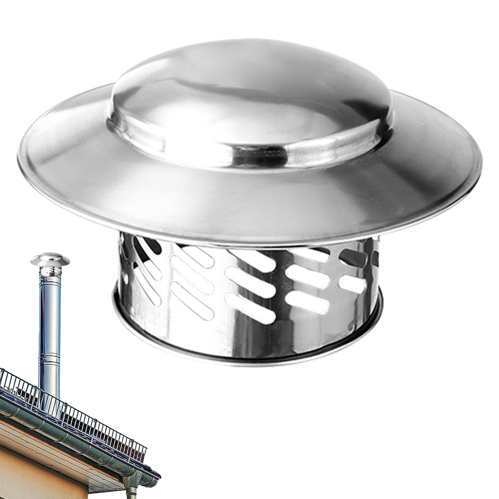Copertura per in acciaio inossidabile - Cappello antipioggia, protezione efficace | Copri tubo di scarico, strumento di sicurezza con bordo largo per camini e cappe, progettato per resistere a