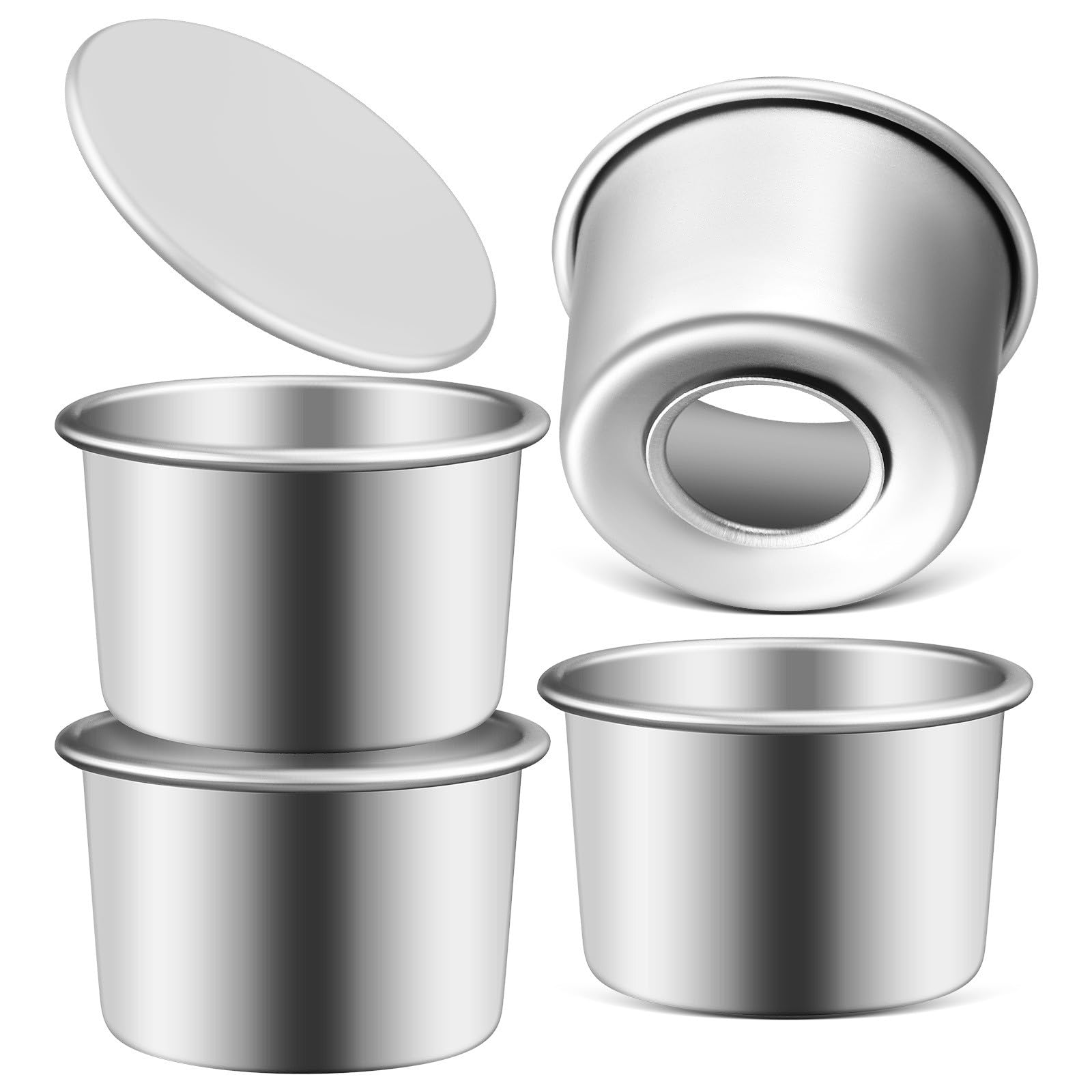 Aluminiumlegierung 4 Stück Kleine Runde Kuchenformen mit Abnehmbarem Boden Backform für Käsekuchen Mousse und Torten Hitzeverteilend Leicht zu Reinigen Geeignet für Familienfeiern