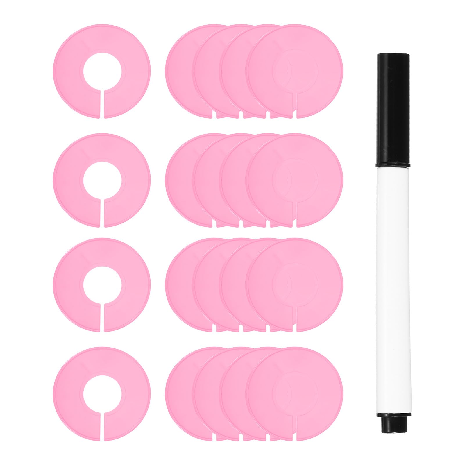 uxcell Clothes Dividers,20 Pack Round Closet Rack Dividers Clothing Rack Size Dividers Blank Labels with Marker Pen Writable & Reusable for Hanging