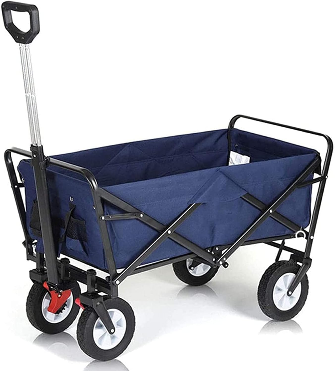A Terrain Coapsible Outdoor Utility Wagon Heavy Duty Folding Garden Cart ping Troey Beach Wagon with Universal Wheels Adjustable Handle (Color : Navy Blue)