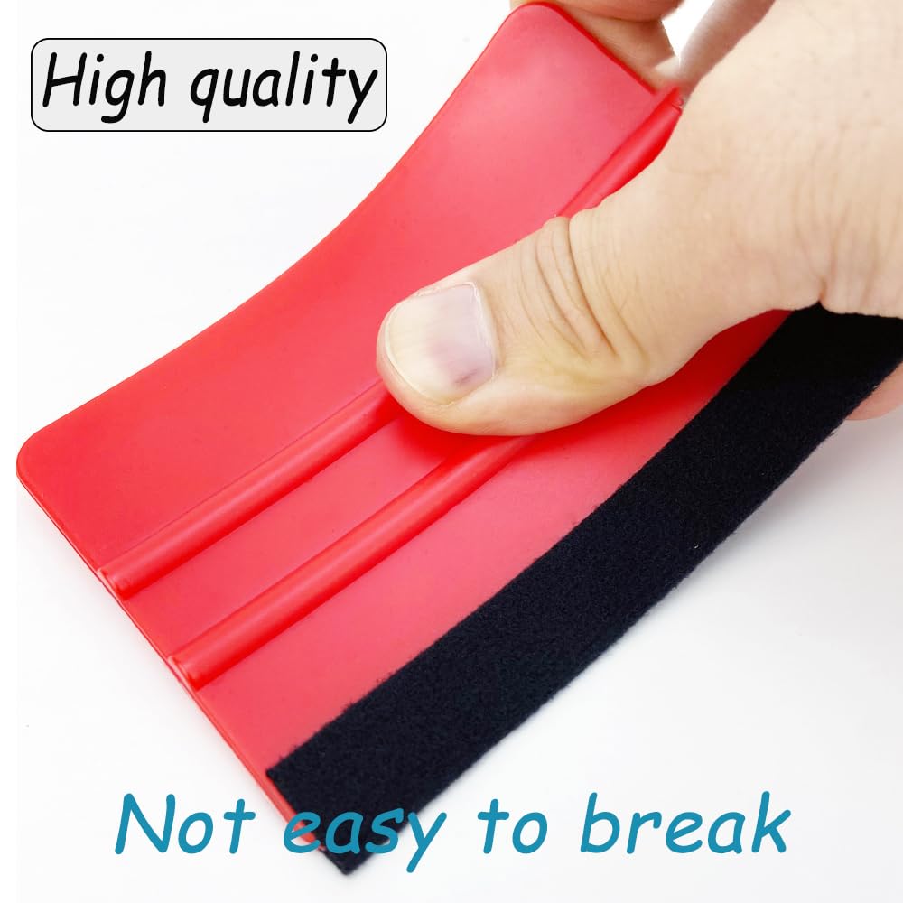 2 Piezas Espátula Para Vinilo Adhesivo - Espátula Vinilo Squeegee Negro del Borde del Fieltro para Alisar la Envoltura de Vinilo del Coche película de Tinte para Ventanas Azul Rojo 10 x 7 cm