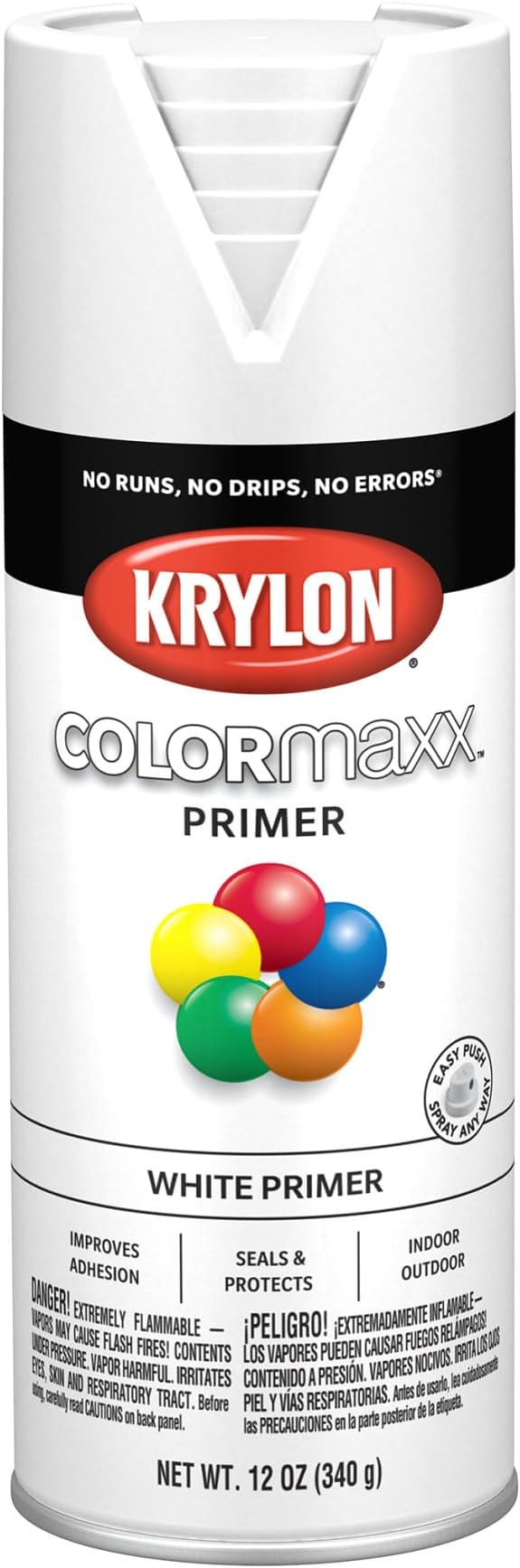 K05584007 COLORmaxx Primer Spray Paint for Indoor/Outdoor Use, White, 12 Ounce (Pack of 1)