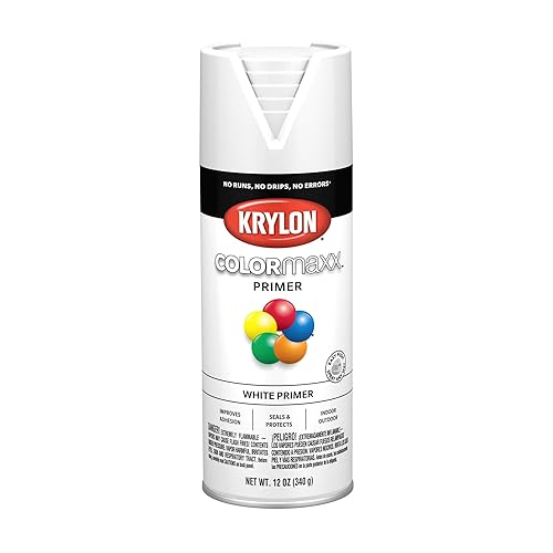 Krylon K05584007 COLORmaxx Primer Spray Paint for Indoor/Outdoor Use, White,