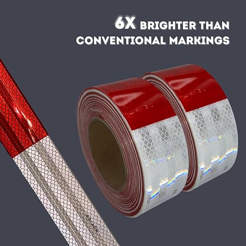 Miniatura 4 de American Sign Products Rollo de 2 pulgadas x 75 pies 3M DOT-C2 Cinta reflectante de grado de diamante 983-32, cinta de visibilidad roja/blanca para
