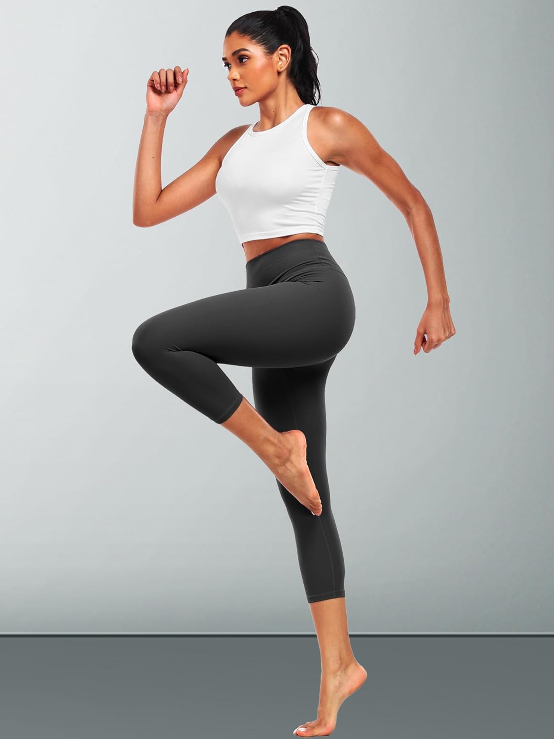 CADMUS Women's Capri Leggings with Pockets High Waisted Stretch Yoga Pants Workout Exercise - Image 3