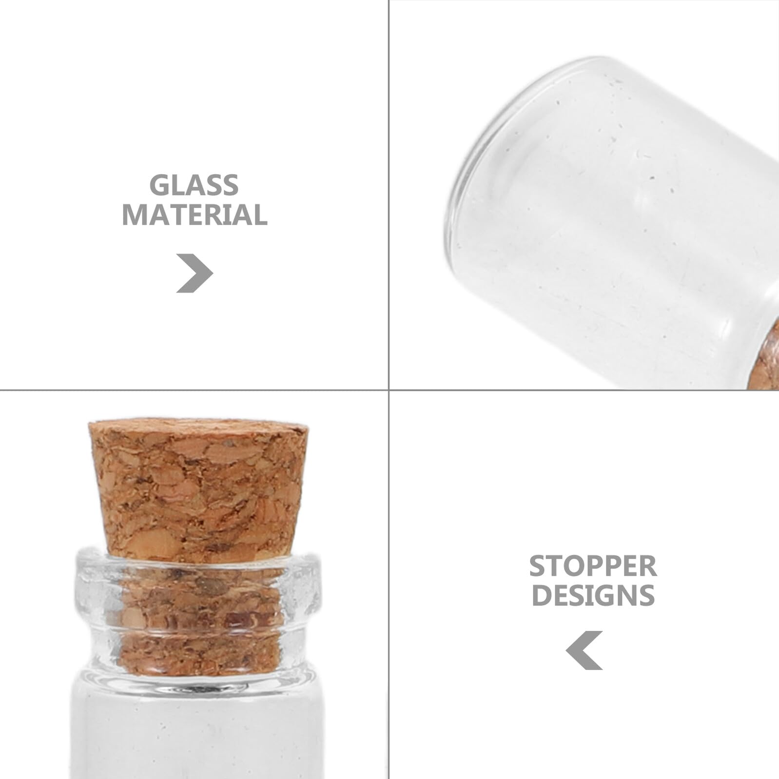 Mini Bottiglie di Vetro con Tappo in Sughero Legno 100 Pezzi da 1ml, Compatte e Portatili per Bomboniere, Fai da Te, Matrimoni e Decorazioni Natalizie